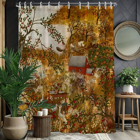 Farmhouse Shower Curtains,Country Bath Curtain,Botanical Shower Curtains for Bathroom,Nature Bath Curtain