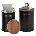 thumbnail image 1 of Farmhouse Side Tables Set of 2, Rustic Storage Ottoman Stool, Galvanized Metal End Table with Lid, Nesting Coffee Table, Black, 1 of 6