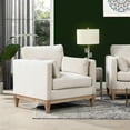 thumbnail image 1 of Farmhouse Single Sofa Accent Chair, Accent Chair for Living Room with Wood Frame, Upholstered Armchair Club Chair for Living Room, Bedroom, Reading Room, Beige, 1 of 9