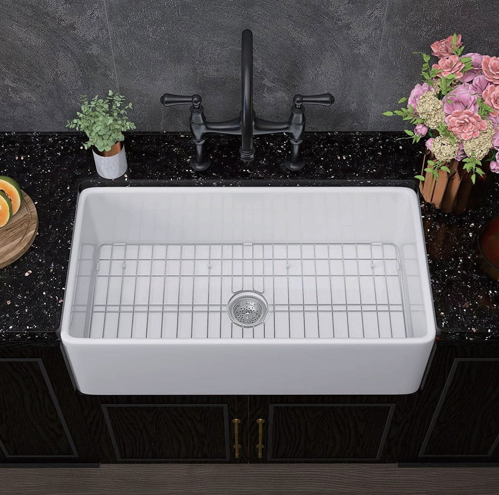 Farmhouse Sink 30 inch Fireclay Apron Front Single Bowl Kitchen Sink Deep Drop In Farm Sink ...