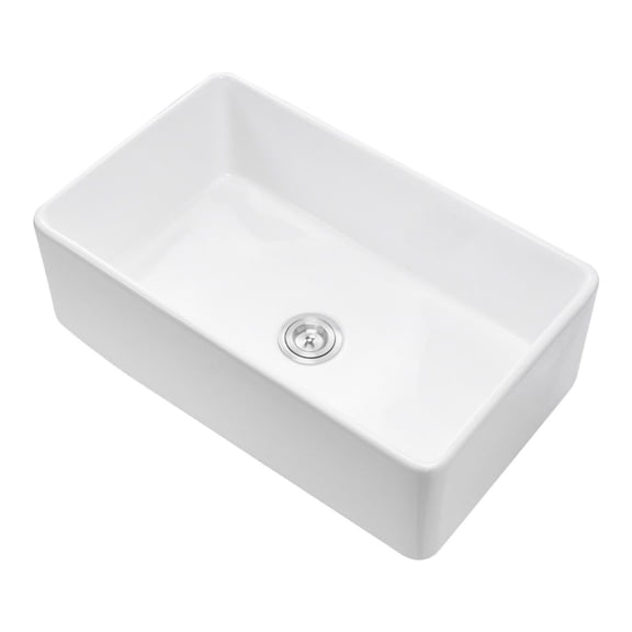 Farmhouse Sink 33.5x20 inch, Fireclay Undermount Kitchen Sink, White Single Bowl Workstation Sink with Drain Strainer & Grid, Apron Front Sink for Kitchen Upgrade