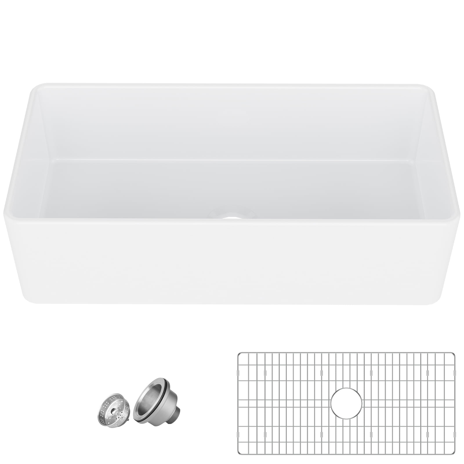 Farmhouse Sink, White Kitchen Sinks, Single Bowl Fireclay Farmhouse ...