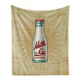 thumbnail image 1 of Farmhouse Soft Flannel Fleece Blanket, Retro Style Milk Bottle Illustration on Weathered Grungy Background Dairy Product, Cozy Plush for Indoor and Outdoor Use, 70" x 90", Multicolor, by Ambesonne, 1 of 5