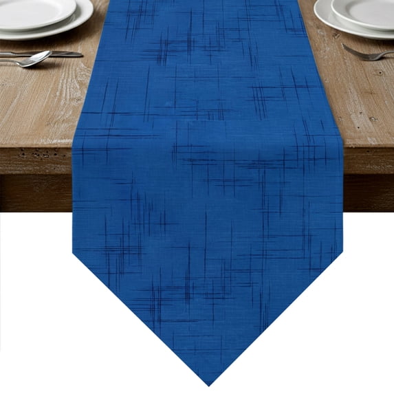 Farmhouse Solid Blue Table Runner Linen Burlap Table Runner 70 Inches Long Boho Vintage Country Woven Texture Dresser Scarves for Kitchen Island Coffee Dining Room Party Wedding Holiday Decor 13"x70"