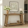 thumbnail image 1 of Farmhouse Solid Wood Entryway Table, 63-Inch Console Table with 2-Tier Shelf, 1 of 7