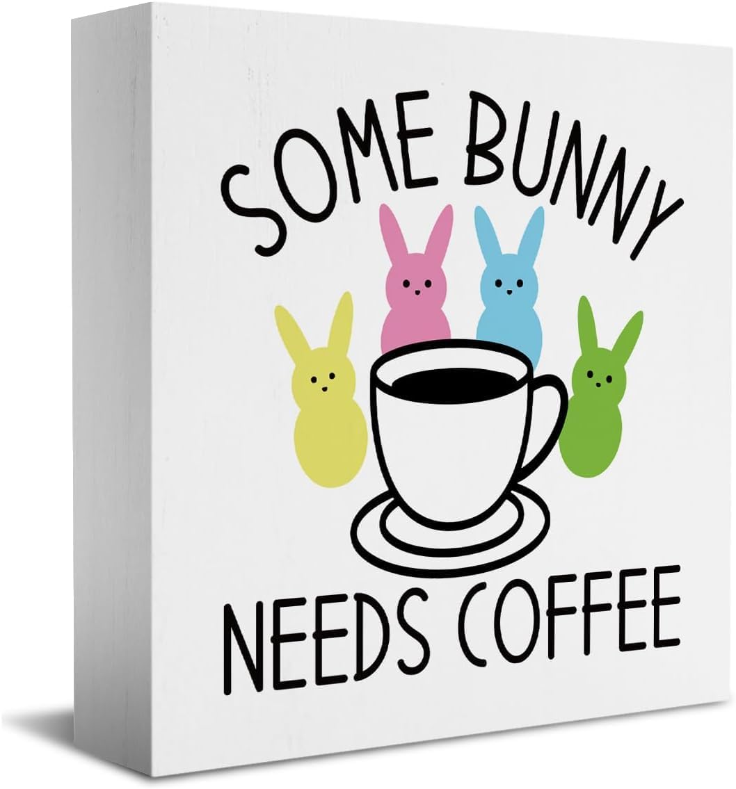 Farmhouse Spring Easter Bunny Wooden Box Sign Easter Sign Funny Desk ...