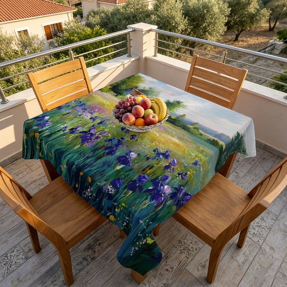 Farmhouse Spring Garden Forest Table Cloth 60x60in, Waterproof Square Tablecloth Wipeable Tablecloths Rustic House Pastoral Theme Table Covers for Dining Tables Party Indoor Outdoor