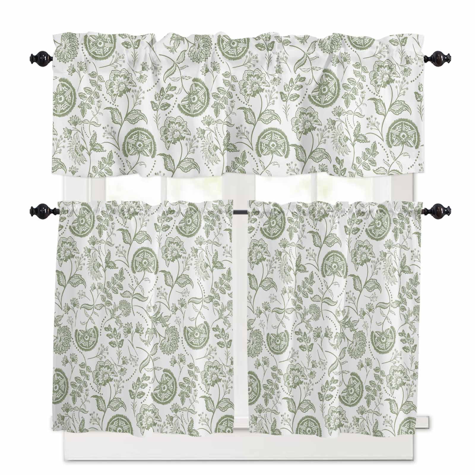 Farmhouse Spring Kitchen Curtains Set for Windows 3 Pieces,36 Inch ...