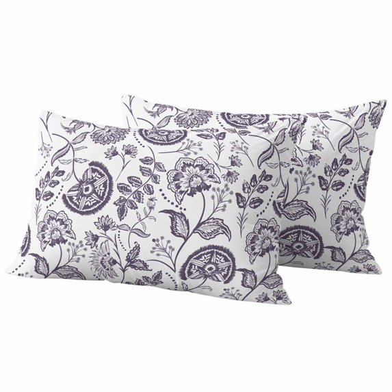 Farmhouse Spring Outdoor Waterproof Pillow Covers, Fruit Plant Leaf Flower Dark Purple Decorative Rectangle Throw Pillowcase Sofa Cushion Sham for Patio/Couch/Chair, 20"x12" 2 Pack