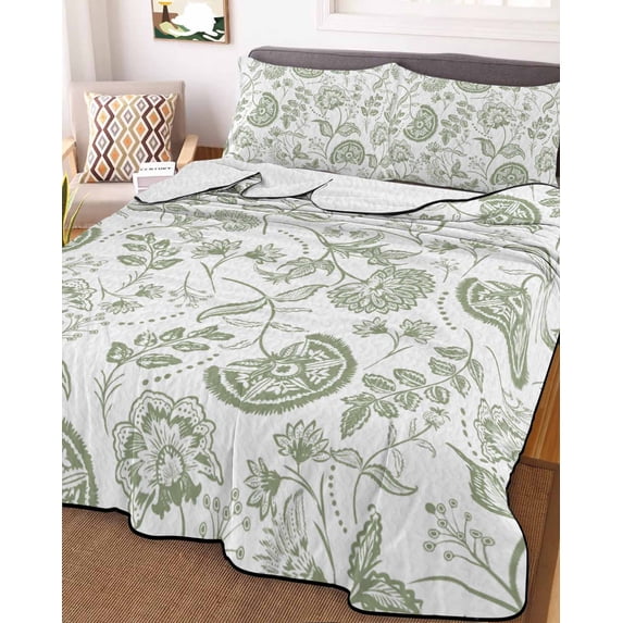 Farmhouse Spring Twin XL Size Down Alternative Comforter, Lightweight Comforter Quilt Bedding Set with Pillow Shams Sage Green Fruit Plant Leaf Flower All Seasons Bed Comforter Duvet Insert 68"x98"