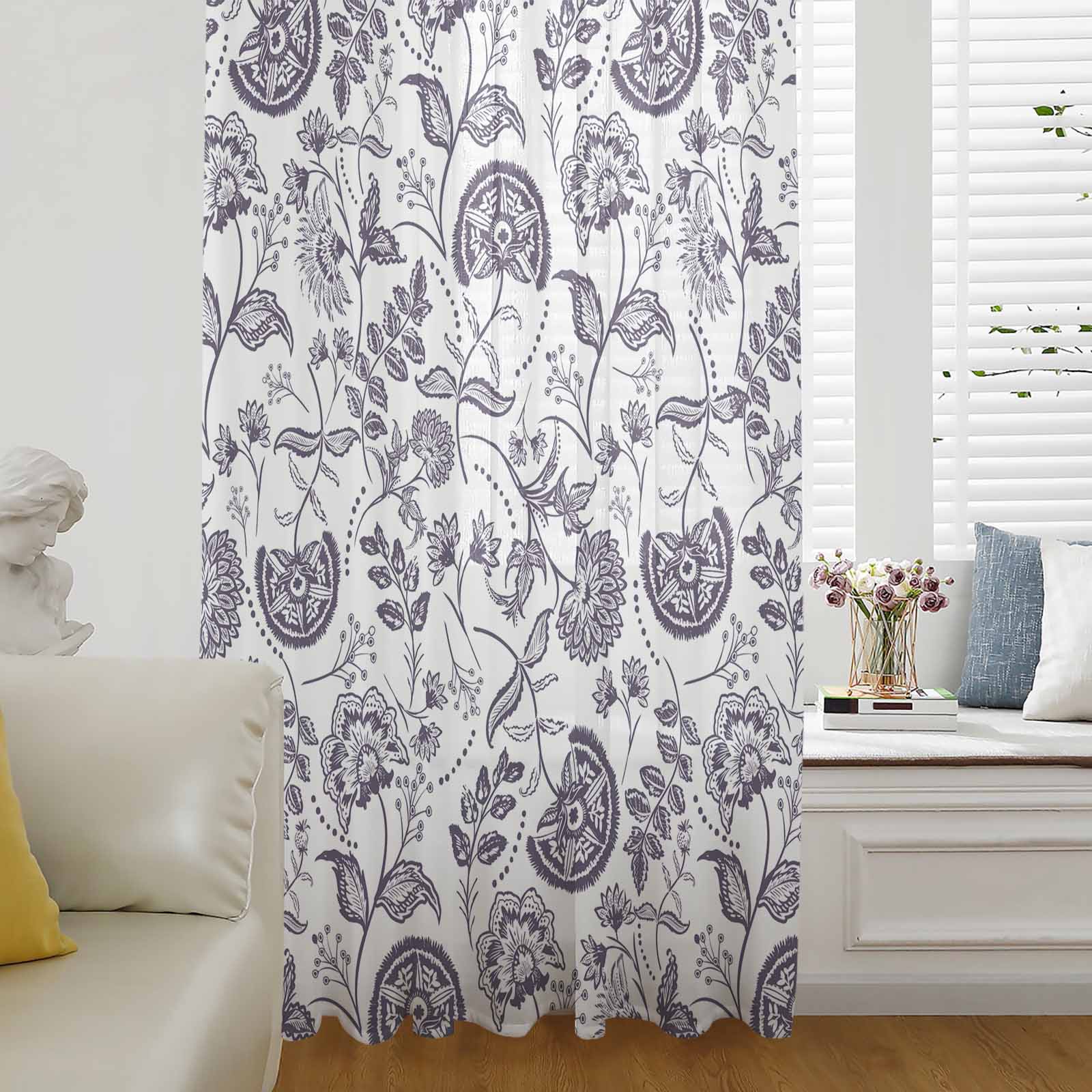 Farmhouse Spring Window Curtain 108 Inches Long,Fruit Plant Leaf Flower ...