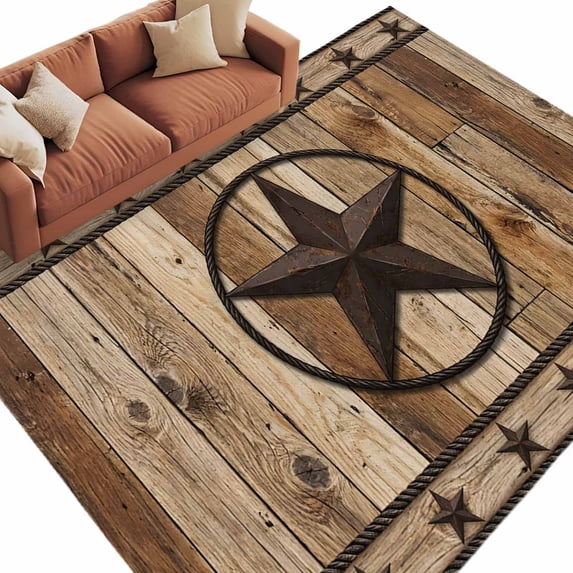 Farmhouse Stars Area Rug 8x10 Washable Rug Non Slip Vintage Country Western Wooden Grain Large Area Rug Soft Stainresistant Indoor Floor Carpet for Living Room Bedroom Home Office Dining Room Nursery