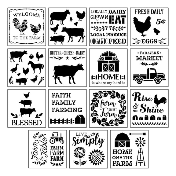 Craft Smart Farmhouse Stencils - 12" x 12" Sheets, Reusable Cardstock Paper - Ideal for DIY Crafts, Decor, Furniture & Gifts, 6 Pack