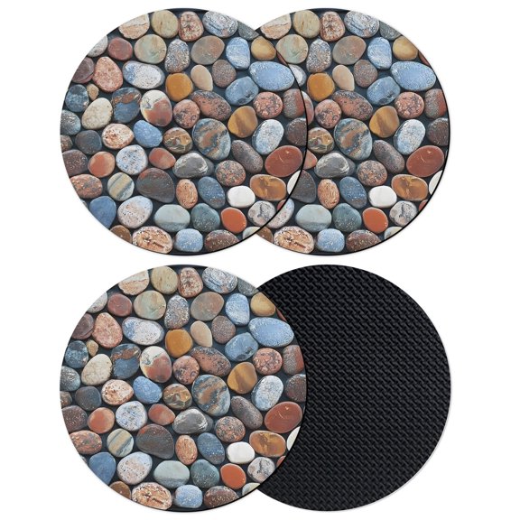 Farmhouse Stone Coasters Set of 4, Absorbent Coasters for Drinks, Vintage Rustic Nature Geometric Wall Coaster for Desk Coffee Table Protection, Home Decor House Warming Gifts 4"
