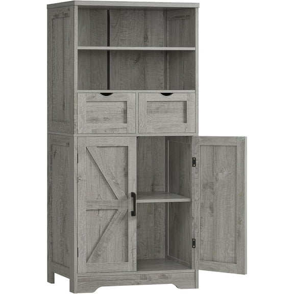 Storage Cabinet with Doors & 2 Drawers, Kitchen Cabinet with Adjustable Shelf, Farmhouse Storage Cabinets for Living Room, Entryway, Home Office