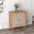thumbnail image 1 of Farmhouse Storage Sideboard - Decorative Entryway Cabinet with Floral Motif Carved Doors, Accent Cabinet for Living Room, Dining Room, Bathroom, 1 of 9