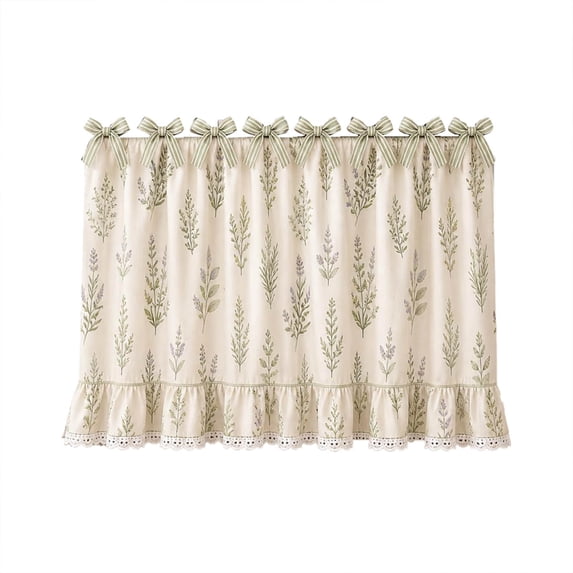 Farmhouse Stove Skirt Kitchen Oven Curtain – 30.7" x 21.3" Tie-On Fabric Cover with Lace Ruffle for Cottage Style Fall Decor