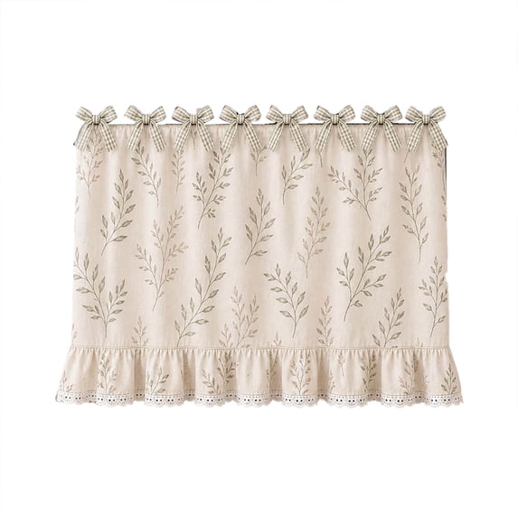 Farmhouse Stove Skirt Oven Curtain For Kitchen Blend Stove Curtain With Lace Ruffle Trim & 9 Ribbon Ties Oven Curtain Cover & Oven Skirt Curtain For Cottage Kitchen Apron Sleeve Home Decor