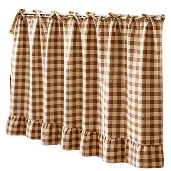 Farmhouse Stove Skirt Oven Curtain for Kitchen Decor, Vintage Cotton Blend Stove Curtains with Ruffles and Ribbon Ties, Oven Curtain Cover & Ovens Skirt Curtains for Cottage Kitchen