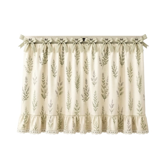 Farmhouse Stove Skirt Oven Curtain, Lace Ruffle Trim Stove Curtain, Oven Skirt Cover for Country Kitchen and Boho Decor,Wheat