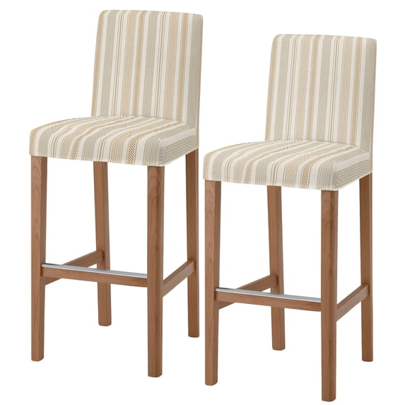 Farmhouse Stripe Bar Stool Covers - Stretch Dining Chair Covers Set of 2, Boho Country Vintage Brown Striped Bar Chair Cover Removable Counter Stool Pub Chairs Slipcovers Protectors for Kitchen/Cafe