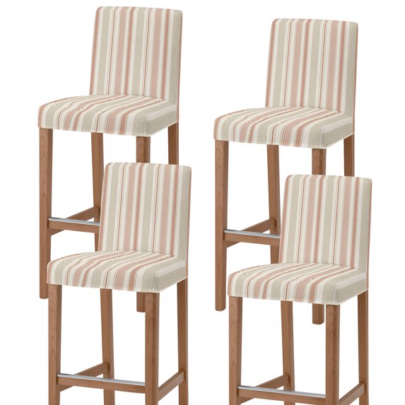 Farmhouse Stripe Bar Stool Covers - Stretch Dining Chair Covers Set of 4, Boho Country Vintage Orange Striped Bar Chair Cover Removable Counter Stool Pub Chairs Slipcovers Protectors for Kitchen/Cafe