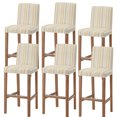 thumbnail image 1 of Farmhouse Stripe Bar Stool Covers - Stretch Dining Chair Covers Set of 6, Boho Country Vintage Yellow Striped Bar Chair Cover Removable Counter Stool Pub Chairs Slipcovers Protectors for Kitchen/Cafe, 1 of 9