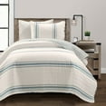 thumbnail image 1 of Farmhouse Stripe Reversible Cotton Quilt Blue 2Pc Set Twin-Xl, 1 of 11