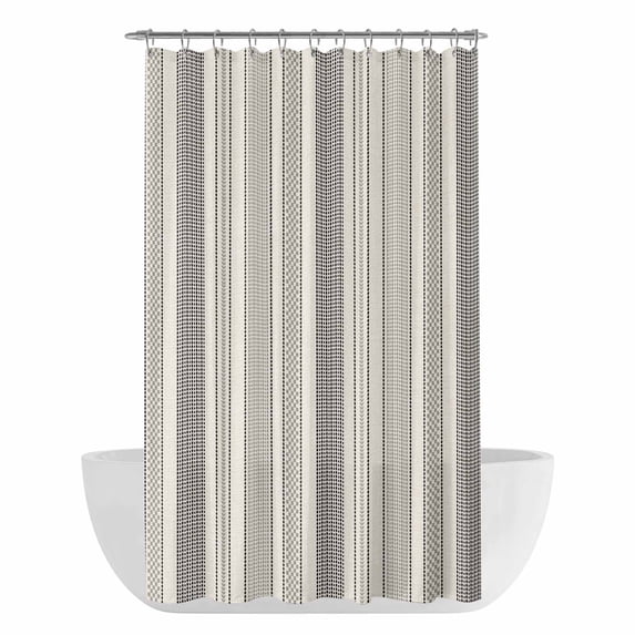 Farmhouse Stripe Shower Curtain - Water Repellent Fabric Shower Curtains Washable, Boho Country Vintage Grey Striped Decorative Polyester Cloth Bathroom Curtains Modern Bath Decor 36"x72"