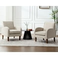 thumbnail image 1 of Farmhouse Striped Accent Chairs for Living Room Set of 2, Linen Fabric Modern Comfy Armchairs with Cushion, Upholstered Striped Reading Chairs for Bedroom Couch Chair with Wood Legs, Khaki, 1 of 7