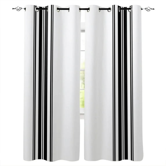 Farmhouse Stripes Black And White Window Curtains for Living Room Bedroom Kitchen Modern Curtains Home Decoration Drapes Blinds