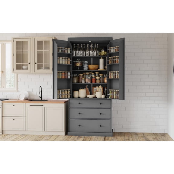 Farmhouse Style - 3 Adjustable Shelves for Customized Storage - Kitchen Use - Organize Belongings Seamlessly