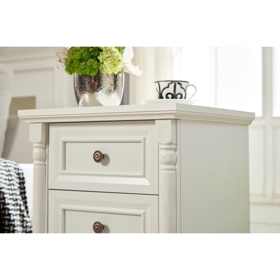 Farmhouse Style 3 Drawer Sofa Side Table with Charging Pedestal, Tall Rustic Wood Square Nightstand with Wooden Base and Roman Posts Rustic Chest of Drawers for Living Room, Bedroom, Office