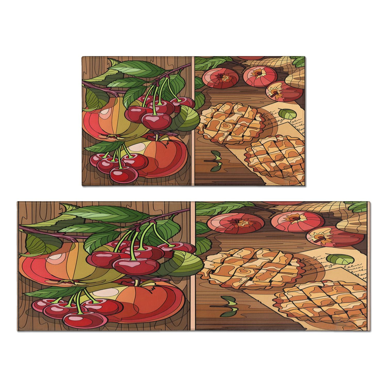 Farmhouse Style Autumn Fruit Home Kitchen Rugs Non-Skid, Absorbent Set ...