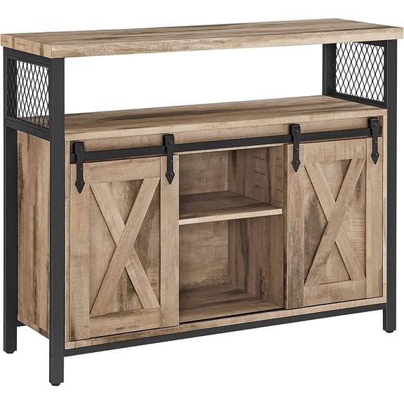 Farmhouse Style Buffet Cabinet with Sliding Barn Doors - Versatile Storage Solution for Living Room, Easy Assembly