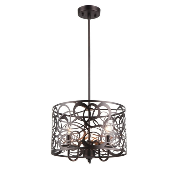 Farmhouse Style Ceiling Pendant Light with Three Bulb, Bronze