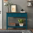 thumbnail image 1 of Farmhouse Style Console Table with 2 Drawer and Bottom Storage Shelf for Entryway, Rustic Side Table with Storage Drawer and Shelf for Living room, Hallway (Blue), 1 of 12