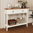 thumbnail image 1 of Farmhouse Style Console Table with 2 Drawer and Bottom Storage Shelf for Entryway, Rustic Side Table with Storage Drawer and Shelf for Living room, Hallway, 1 of 7