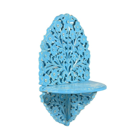 Farmhouse Style Distressed Wooden Lattice Wall Display Shelf | 24" Tall Wall Hanging Shelf | Unique Boho Floating Shelf | Coastal Decor