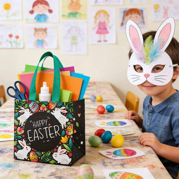 Farmhouse Style Easter Non-Woven Handbag for Egg Party, Durable Reusable Shopping Bag for Holiday Gifting, Lightweight Non-Woven Tote Bag for Easter Celebrations, Festive Easter Gift Bag, D, 1pc