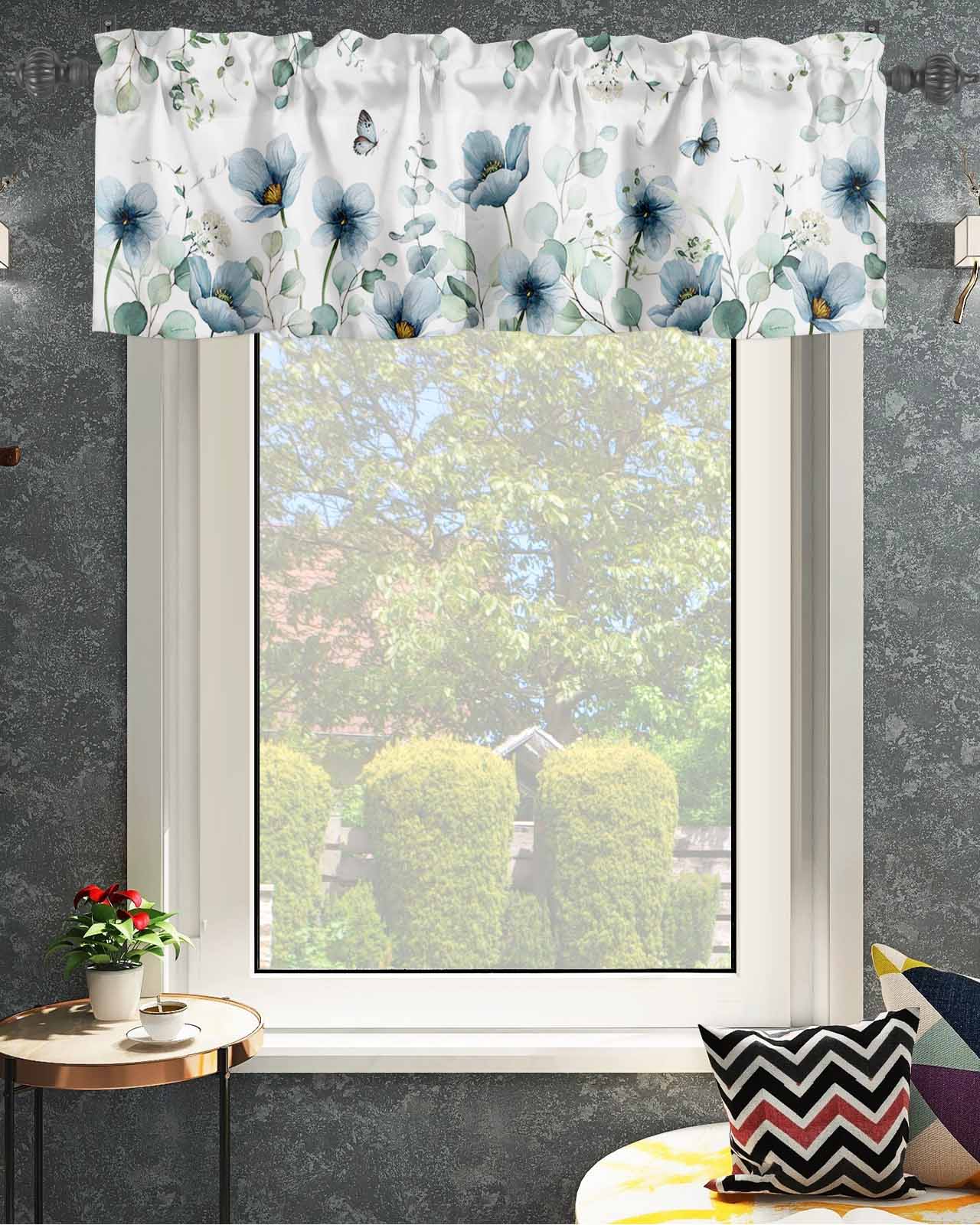 Farmhouse Style Eucalyptus Leaves Butterfly Flowers White Window