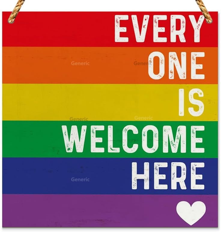 Farmhouse Style Everyone is Welcome Here Sign Wood Sign Decor Rainbow ...