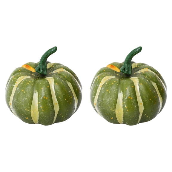 Farmhouse Style Fake Plastic Pumpkin Decor Set, Rustic Artificial Pumpkins, Autumn Harvest Ornaments for Halloween, Thanksgiving, Kitchen Table, Wedding and Indoor Outdoor Home Decor,Green