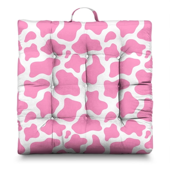 Farmhouse Style Floor Sitting Cushion - Oversized Square Zabuton Pillow with Cow & Buffalo Print, Vintage Country-Themed Art for Meditation, Reading or Lounge, Soft Skin-Friendly Fabric