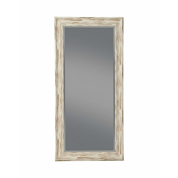 Farmhouse Style Full Length Leaner Mirror With Polystyrene Frame, Antique White- Saltoro Sherpi