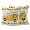 thumbnail image 1 of Farmhouse Style Pillow Covers 2 Pack Sunflower Yellow Car Country Plant Plaid Linen Pillowcase Waterproof Outdoor Throw Pillow Cover for Patio Garden Square Cushion 26”x26”, 1 of 9