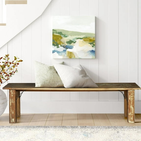 Farmhouse Style Solid Wood Backless Seat | Handmade Hand Carved Dining Bench | Coastal Outdoor Bench | 19 Inch Tall Dining Table