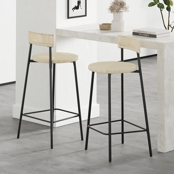 Farmhouse - Style Stools / Perfect for Dining and Living Rooms / Breathable Seats in Set of 2