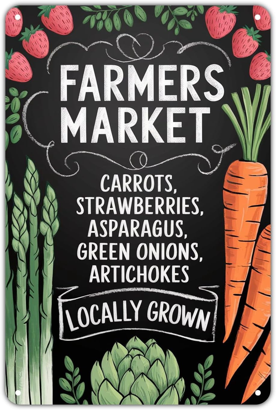 Farmhouse Style Vegetables Metal Wall Sign Vintage Locally Grown Design ...