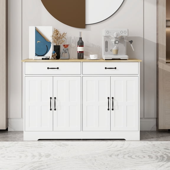 Farmhouse-Style White Console Table | Meets Various Storage Requirements | Passed International Dropping Test